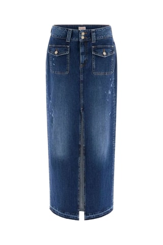 Jupe longue en jean taille haute - Bleu
