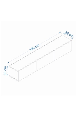 Meuble TV 3 abattants - 150 x 30 x 32 cm