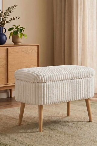 Banc - Blanc cassé - En tissu lin - 60 x 46 x 35 cm