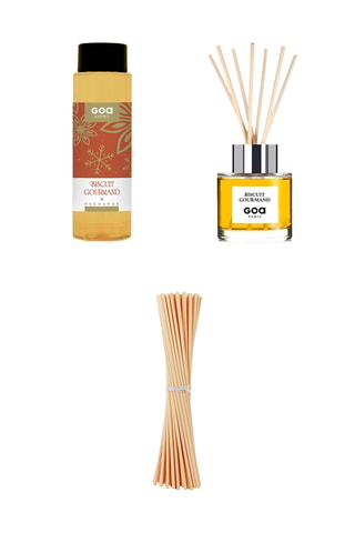 Ambientador de varillas Goatier - Sapin Enchanté - 200 ml, Recarga para ambientador de varillas Goatier - Sapin Enchanté - 250 ml  y 7 varillas de ratán - 20 cm
