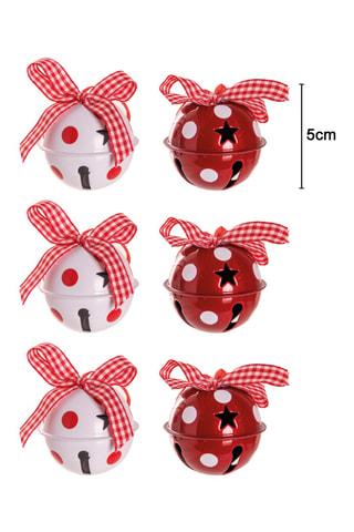 6 campanillas de Navidad - Rojo y blanco
