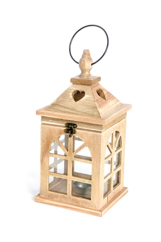 Farol de Navidad de madera - 31 cm - Beige