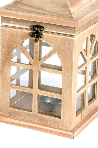 Farol de Navidad de madera - 31 cm - Beige