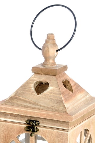 Farol de Navidad de madera - 31 cm - Beige