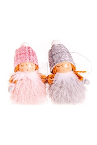 2 hadas de Navidad - 15 cm - Rosa y violeta