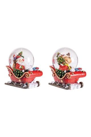 2 bolas de nieve de Navidad - 9,5 cm - Rojo