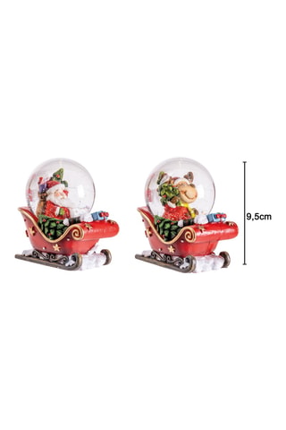 2 bolas de nieve de Navidad - 9,5 cm - Rojo