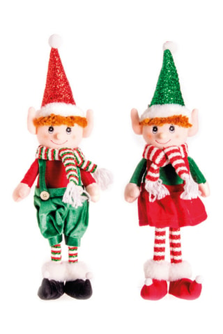 2 duendes de Navidad - 55 cm - Rojo y verde