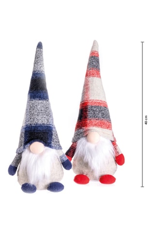 2 figuras de Navidad - 40 cm - Azul marino y rojo