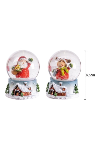 2 bolas de nieve de Navidad - 6,5 cm - Blanco