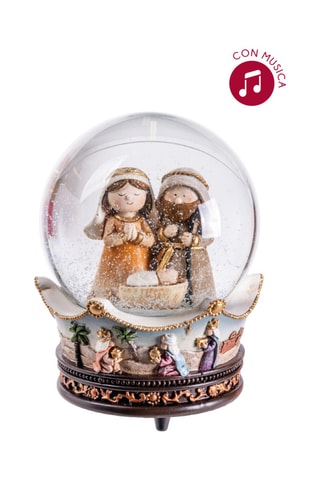 Bola de nieve de Navidad con música - 14 cm - Dorado