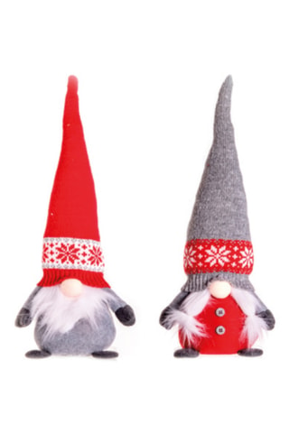 2 figuras de Navidad - 25 cm - Rojo y gris jaspeado