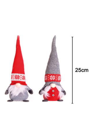 2 figuras de Navidad - 25 cm - Rojo y gris jaspeado