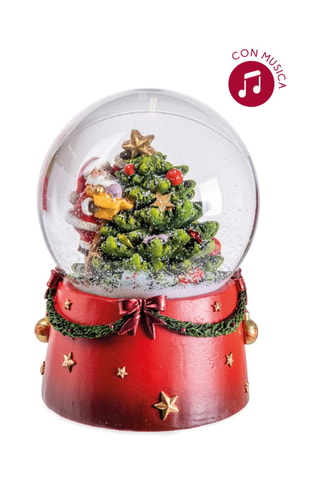 Bola de nieve de Navidad con música - 14 cm - Rojo
