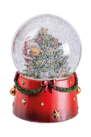 Bola de nieve de Navidad con música - 14 cm - Rojo