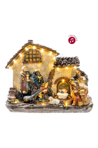 Pesebre LED - 29 x 14 x 24 cm - Marrón