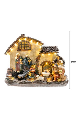 Pesebre LED - 29 x 14 x 24 cm - Marrón