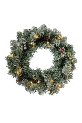 Corona de Navidad con luces LED - 60 cm - Gris
