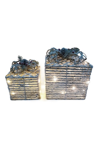 2 adornos con luz - Azul cobalto y beige