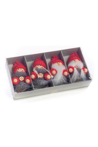 4 figuras Joy de madera - 8 cm - Rojo y blanco