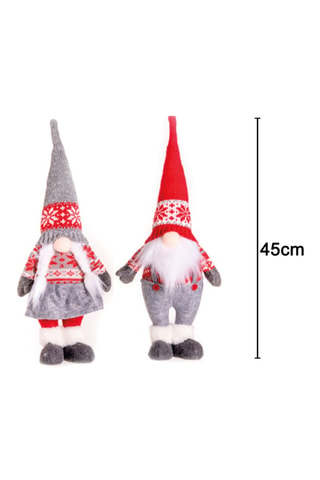 2 figuras de Navidad - 45 cm - Rojo y gris