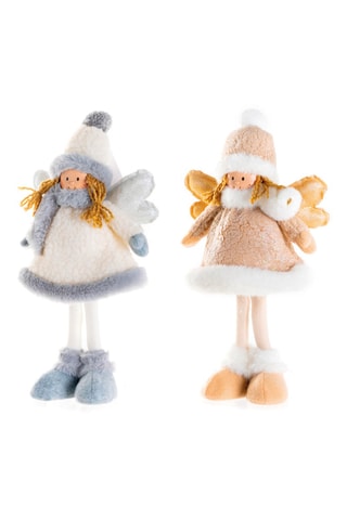 2 hadas de Navidad - 30 cm - Blanco y celeste