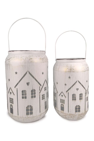 2 faroles - 22 x 22 x 34/18 x 18 x 30 cm - Blanco