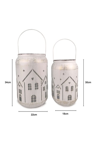 2 faroles - 22 x 22 x 34/18 x 18 x 30 cm - Blanco