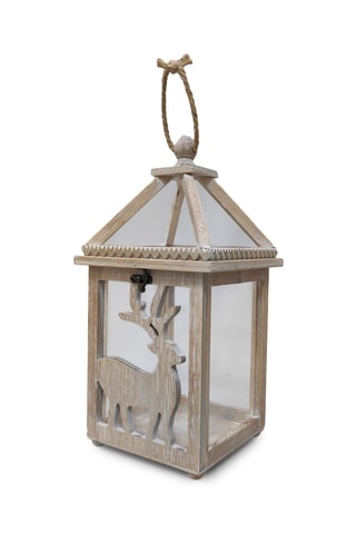 Farol de madera - 18 x 35 x 18 cm - Natural