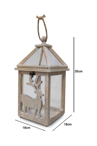 Farol de madera - 18 x 35 x 18 cm - Natural