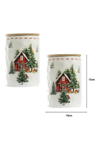 2 tarros de conserva de Navidad con tapa de bambú - 66 cl
