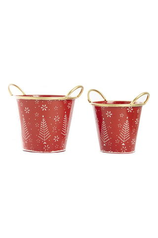 2 maceteros de Navidad - 22,5 x 18 y 18,5 x 16 cm
