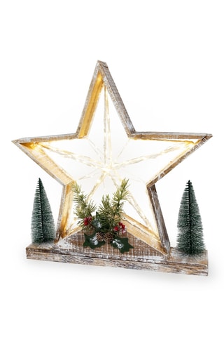 Adorno de Navidad de madera LED - 49 cm - Natural