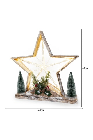 Adorno de Navidad de madera LED - 49 cm - Natural