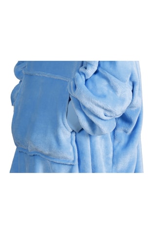 Poncho manta polar con capucha - Azul