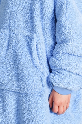 Poncho manta polar con capucha - Azul