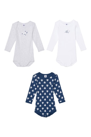 3 bodis - Gris, blanco y azul