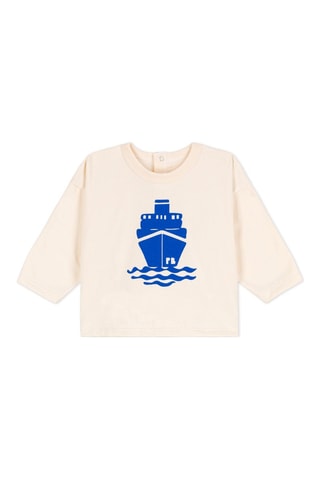 Camiseta - Crema y azul