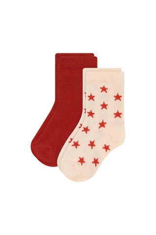 2 pares de calcetines - Rojo y beige