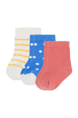 3 pares de calcetines - Blanco, azul y rosa