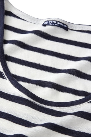 Camiseta de tirantes de lino Azul marino y crudo