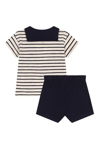 Camiseta y short - Beige y azul marino
