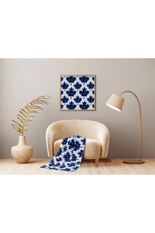 Manta polar colcha de sofá Capri - 125 x 150 cm - Azul y blanco