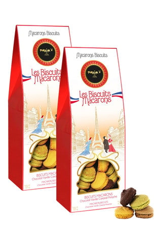 2 x Biscuits macarons assortis - Chocolat, vanille, caramel, pistache - 120 g
