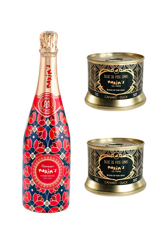Champagne blanc brut cuvée Maxim's - Flower - 750 ml et 2 x 	Bloc de foie gras de canard - 130 g