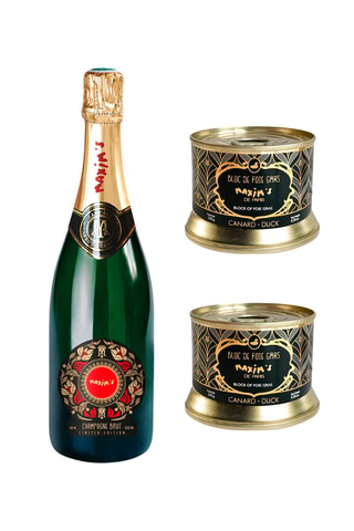 Champagne brut cuvée Maxim's classique - 75 cl et 2 x Bloc de foie gras de canard - 130 g
