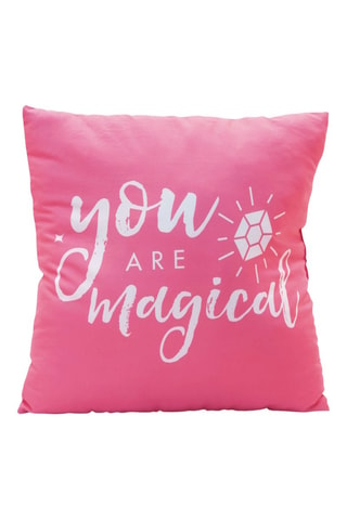 Coussin - 40 x 10 x 40 cm - Blanc, bleu et rose