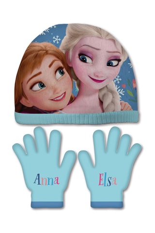 Bonnet et gants Anna et Elsa La Reine des Neiges Disney - Bleu