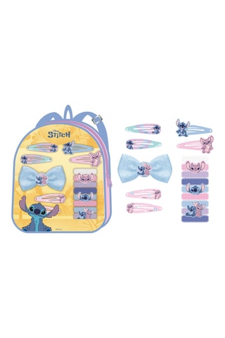 Sac à dos avec accessoires de coiffure Stitch Lilo et Stitch Disney - 16 pièces - Multicolore