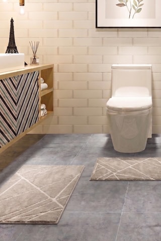 2 alfombras de baño - Beige - 50 x 60 cm